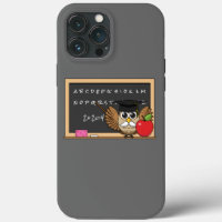Cute Teacher Owl with Apple Cartoon