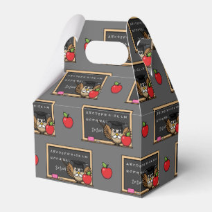 Cute Teacher Owl with Apple Cartoon Favour Box