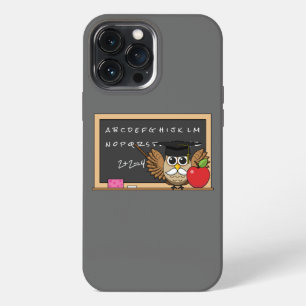 Cute Teacher Owl with Apple Cartoon iPhone 13 Pro Max Case