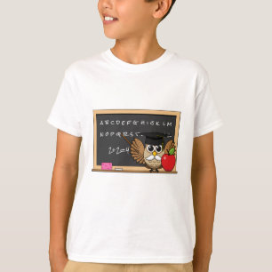 Cute Teacher Owl with Apple Cartoon T-Shirt