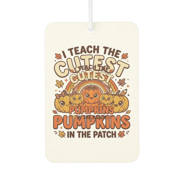 Cute Teacher Pumpkin Fall Classroom Vector Design_ Car Air Freshener (Front)