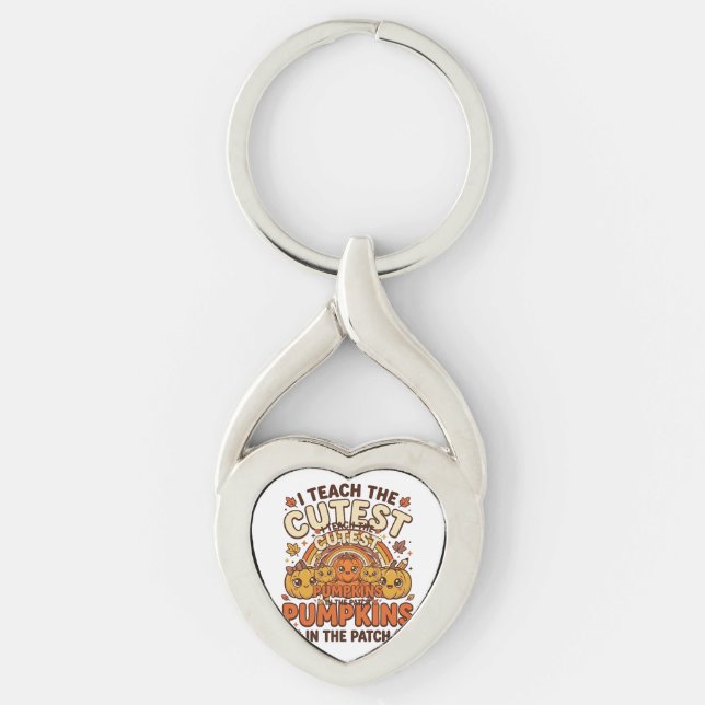 Cute Teacher Pumpkin Fall Classroom Vector Design_ Key Ring (Front)
