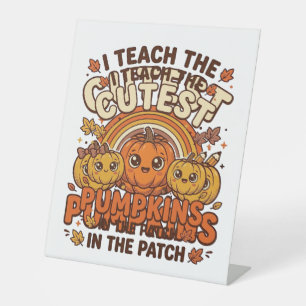Cute Teacher Pumpkin Fall Classroom Vector Design_ Pedestal Sign