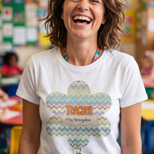 Cute Teacher Retro School Pattern T-Shirt