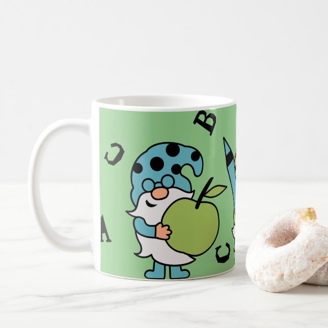 Cute Teacher School Gnomes Coffee Mug, Cup (With Donut)