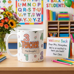 Cute Teacher School Numbers Pattern  Coffee Mug