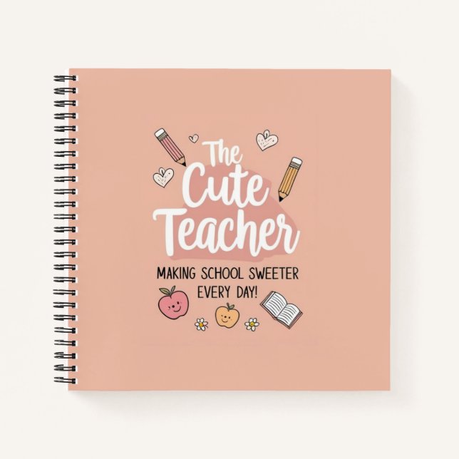 Cute Teacher Spiral Notebook (Front)