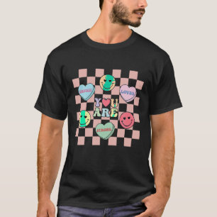 Cute Teacher Valentine Day Women Retro Heart Candy T-Shirt