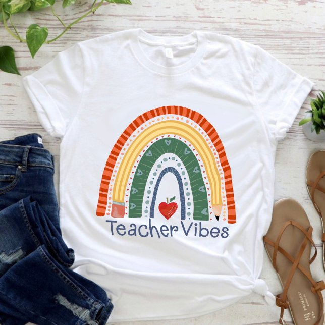 Cute Teacher Vibes Rainbow Inspirivity  T-Shirt (Creator Uploaded)
