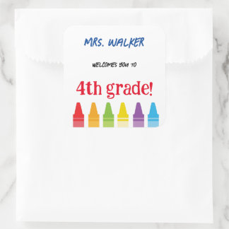 Cute Teacher Welcome Back to School Crayons Square Sticker
