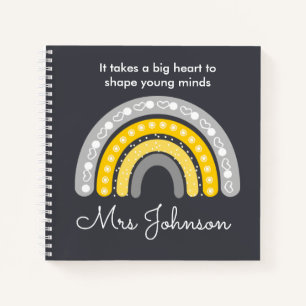 Cute Teachers Boho Rainbow on Grey Notebook