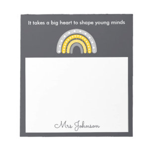 Cute Teachers Boho Rainbow on Grey Notepad