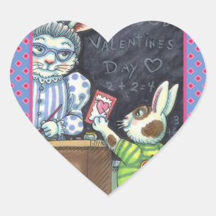 CUTE TEACHER'S PET, APPLE & VALENTINE BUNNY RABBIT HEART STICKER