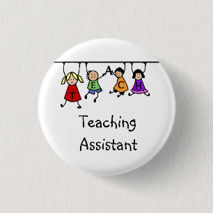 Cute Teaching Assistant with Kids Cartoon 3 Cm Round Badge