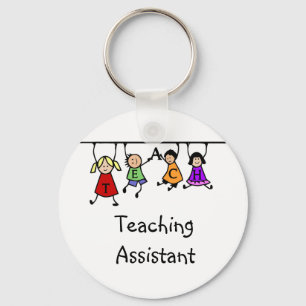 Cute Teaching Assistant with  Kids Cartoon Key Ring