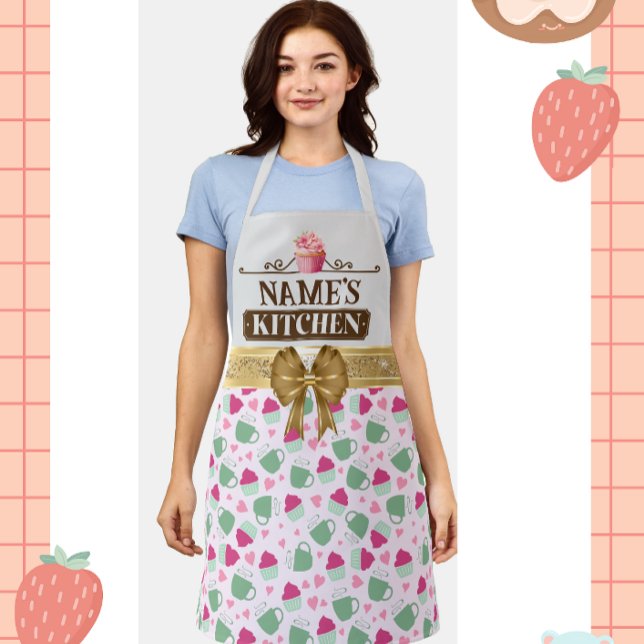 Cute Teacup and Cupcake in a Pretty Pattern Apron (Creator Uploaded)