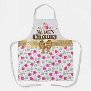Cute Teacup and Cupcake in a Pretty Pattern Apron