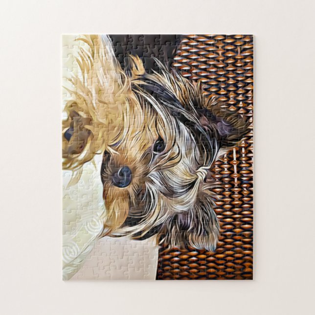 Cute Teacup Yorkie Yorkshire Terrier Digital Art  Jigsaw Puzzle (Vertical)