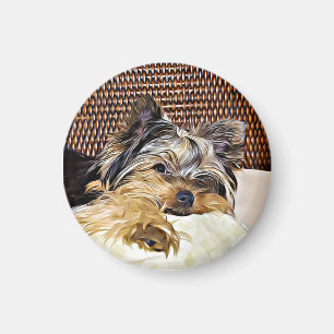 Cute Teacup Yorkie Yorkshire Terrier Digital Art Magnet