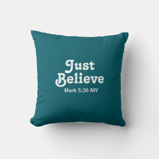 Cute Teal and White Believe in Miracles Faith Cushion