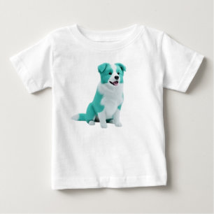 Cute Teal and White Border Collie Puppy Baby T-Shirt