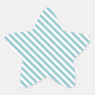 Cute Teal and White Stripes Star Sticker