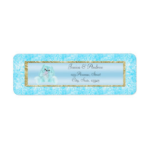 Cute Teal Bunny Baby Shower Return Address Label