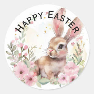 Cute teal bunny happy Easter stickers