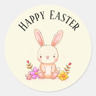 Cute teal bunny happy Easter stickers
