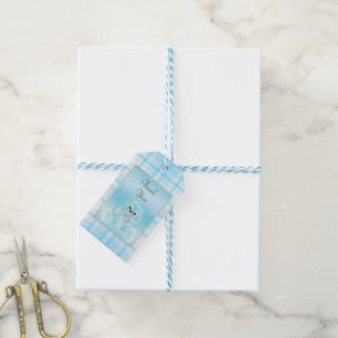 Cute Teal Bunny Rabbit Thank You Baby Shower Gift Tags