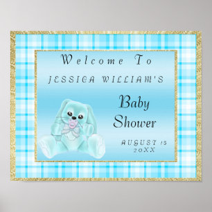 Cute Teal Bunny Welcome Poster