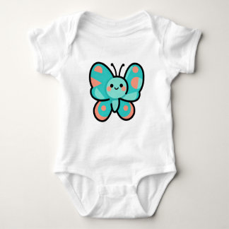 Cute Teal Butterfly Kawaii Art Baby Clothes Baby Bodysuit