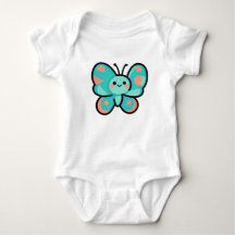 Cute Teal Butterfly Kawaii Art Baby Clothes