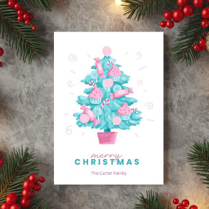 Cute Teal Candy Christmas Tree Card