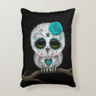 Cute Teal Day of the Dead Sugar Skull Owl Stars