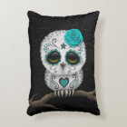Cute Teal Day of the Dead Sugar Skull Owl Stars