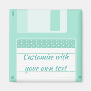 Cute Teal Floppy Disc to Customise With Own Text Magnet