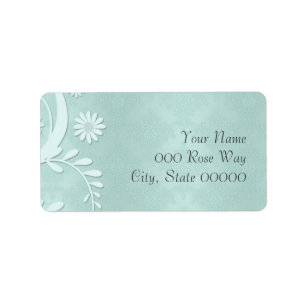 Cute Teal Green Floral Damask Label