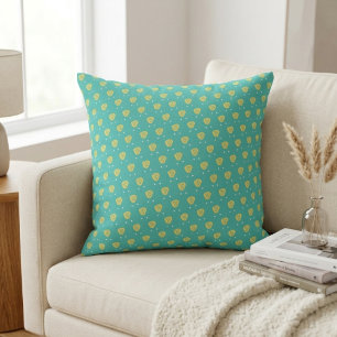 Cute Teal Heart Pattern: Whimsical Love Design Cushion