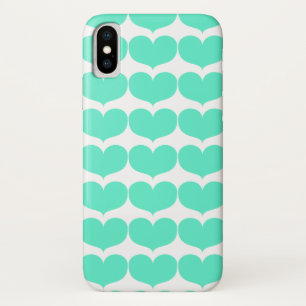 Cute Teal Hearts iPhone X Case