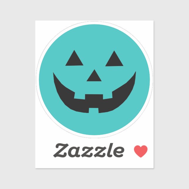 Cute teal Jack o lantern pumpkin face Halloween (Sheet)