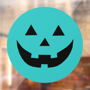 Cute teal Jack o lantern pumpkin face Halloween