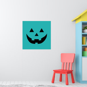 Cute teal Jack o lantern pumpkin fun Halloween Poster
