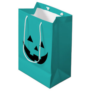 Cute teal jack o lantern spooky Halloween Medium Gift Bag