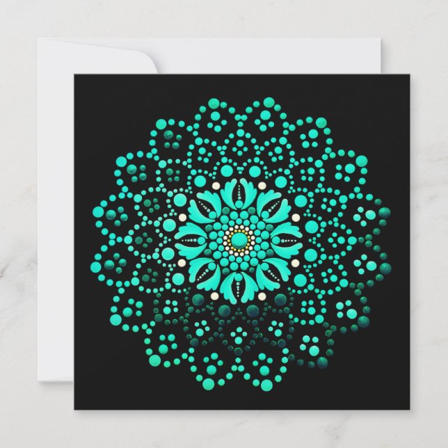 Cute Teal Mandala Blank Note Card (Front)