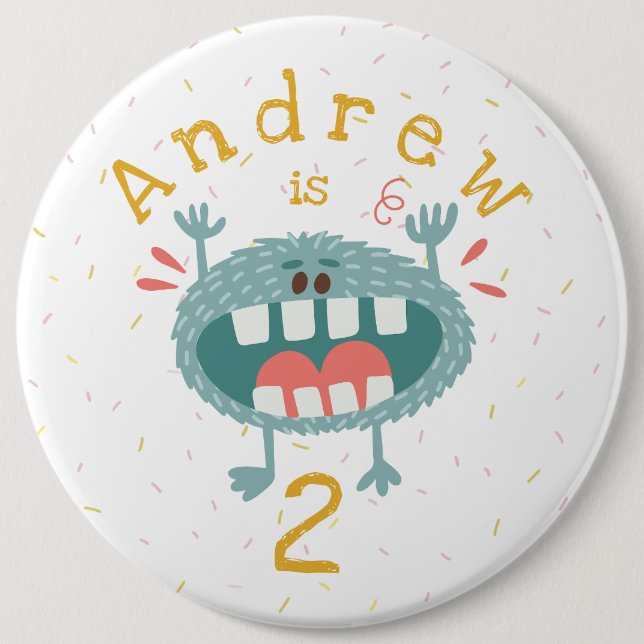 Cute Teal Monster Birthday 6 Cm Round Badge (Front)