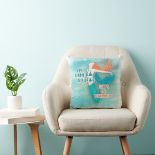 Cute Teal Orange Done Adulting Let's Be Mermaids   Cushion
