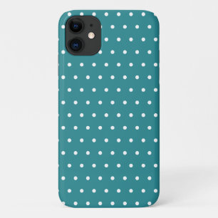 Cute Teal Polka Dot Pattern iPhone 11 Case