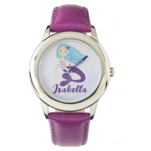 Cute Teal & Purple Mermaid Princess in Pastel Watch