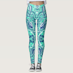 Cute teal textured "Ratti_Creative_Arts"  Leggings